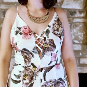 Floor Length Floral Jumpsuit Onsie One Piece